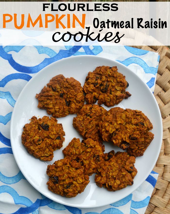 Flourless Pumpkin Oatmeal Raisin Cookies
