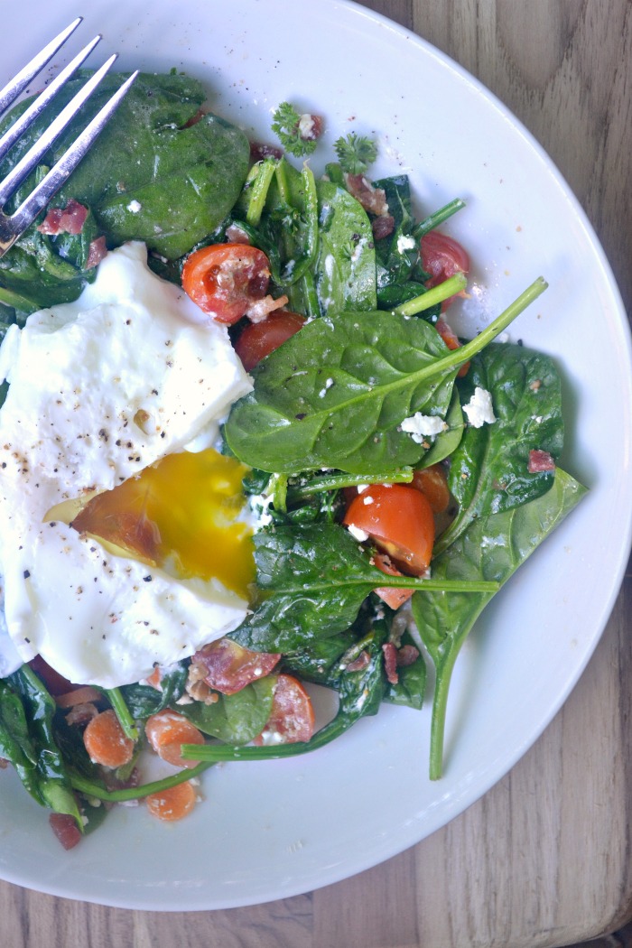 Warm Spinach Salad With Bacon Dressing and Poached Eggs - Make the Best ...