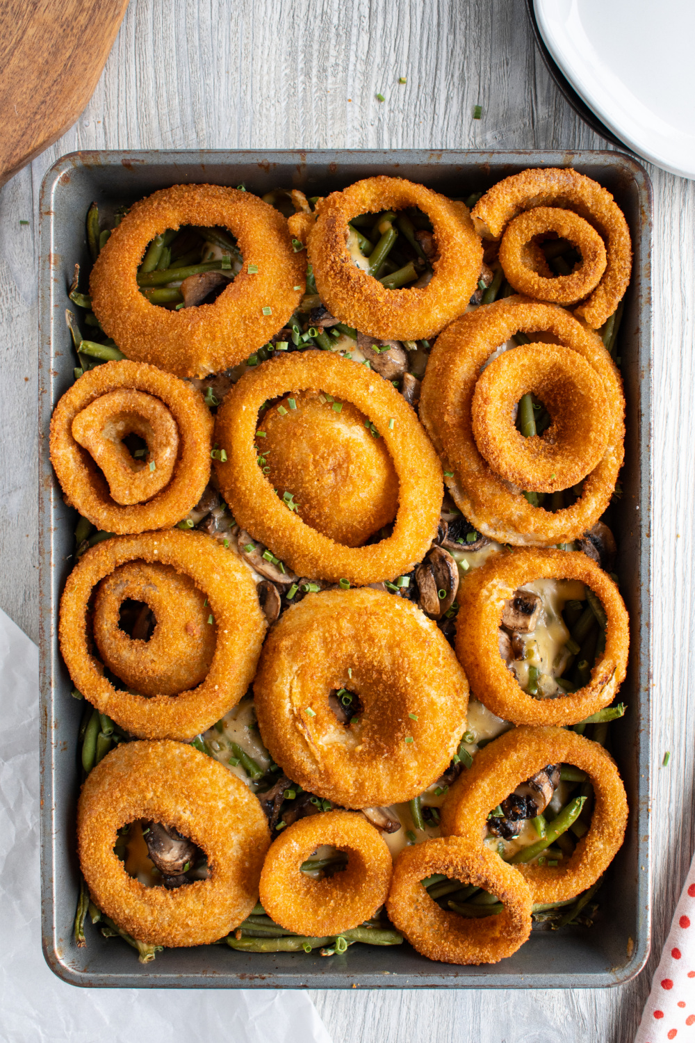 Slow Cooker Green Bean Casserole - Onion Rings and Things